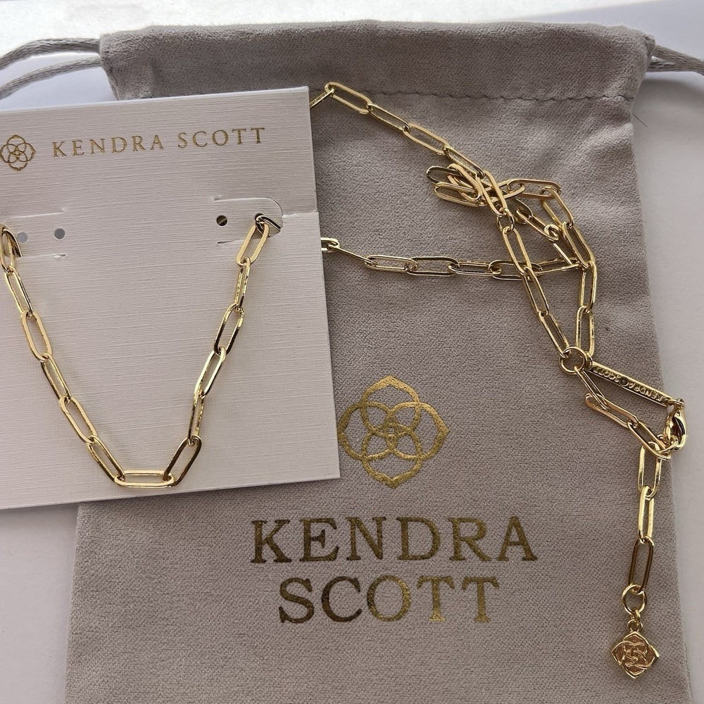 ✨Kendra Scott Courtney Paperclip Necklace Fashion Jewelry Gold Plated New ✨